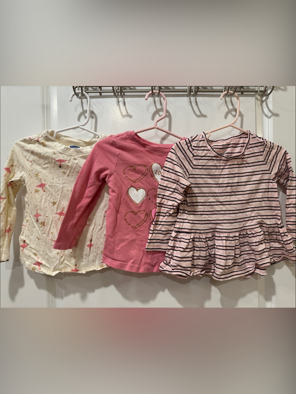 Toddler 2T Pink pattern Long Sleeve tee  Bundle
